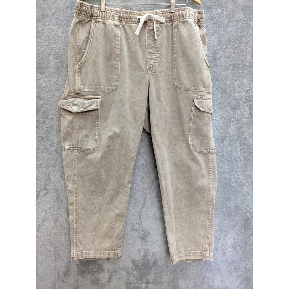 GAP Easy Jean Cargo Pants Womens XL Khaki Beige Drawstring Elastic Waist